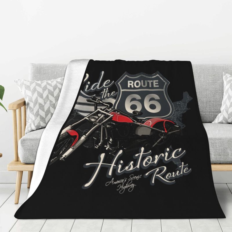 Индивидуальный 3D-принт Плед с маршрутом мотоцикла Route 66 Уютный фланелевый зимний плед с номерами шоссе США для дома и спальни