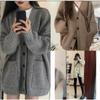 Women's Long Sleeved Cardigan Loose Knitted V-neck Coats Female Fashion Single Breasted Sweater Cardigans Autumn Winter Casual