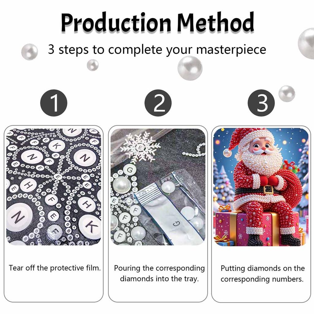 Набор для росписи жемчугом DIY Рождественский Санта-Клаус Безрамный Ручная работа Бисерный Холст Искусство Творческое Хобби для Спальни Гостиной Праздничный Декор