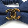 CHANEL hair accessory COCO MarkMetal Fabric Ribbon Scrunchie Navy Women Used
