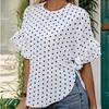 Women's Fashion Casual Summer Spring Polka Dot Print Short Sleeve O-Neck Blouses & Shirts
