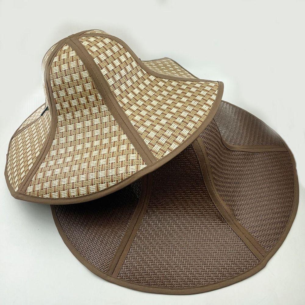 Соломенная Складная Шляпа от Солнца Анти-ультрафиолет Панама Рыбака Уличные Шляпы с Солнцезащитным Козырьком Женские