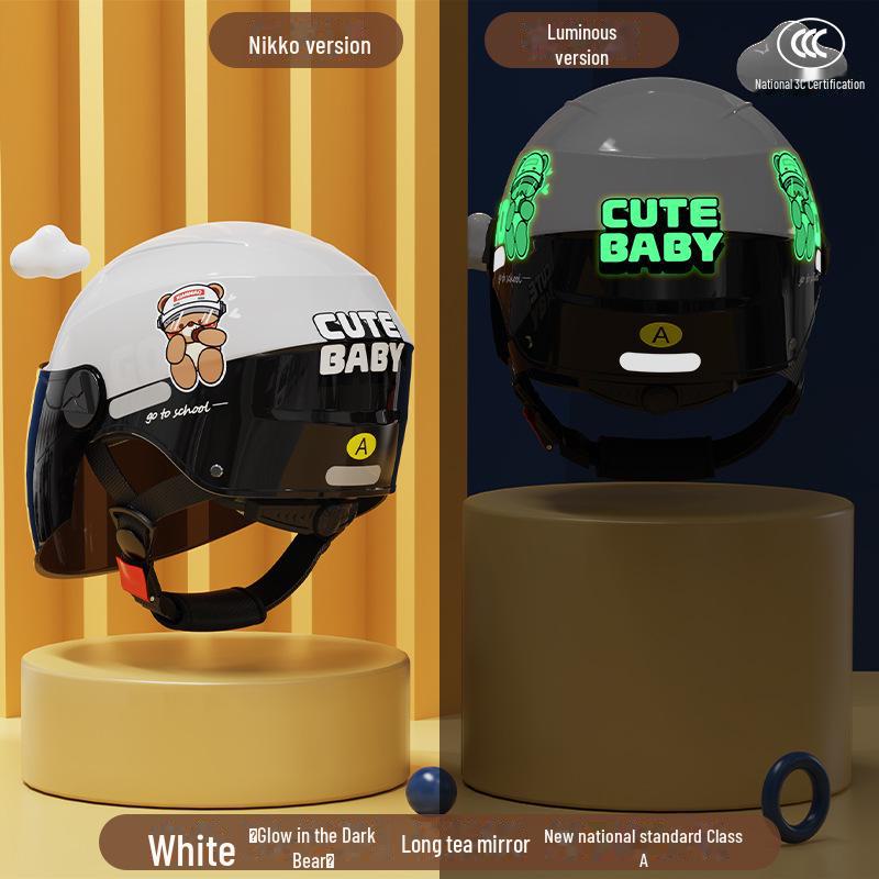 Детский сертифицированный 3C электрический шлем - солнцезащитный, всесезонный полушлем для мальчиков и девочек