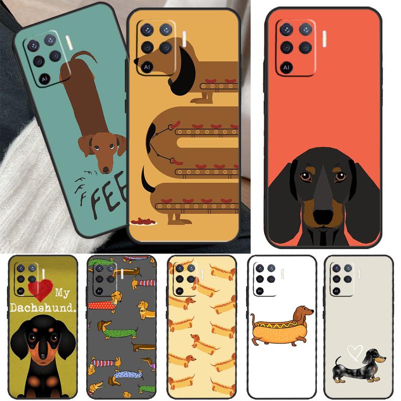 Cartoon Dachshund Sausage Dog Case For OPPO Find X5 X3 Pro A15 A74 A54 A94 A93 A91 A5 A9 A31 A53 2020 A53S A52 A72 Cover