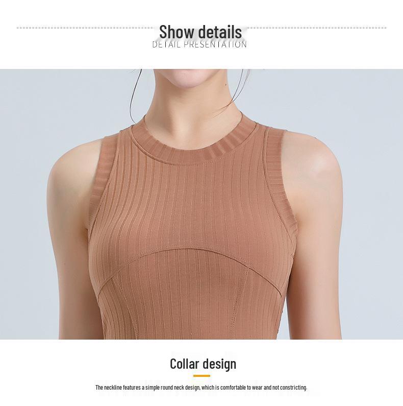 Женский бесшовный быстросохнущий жилет для йоги без рукавов с нагрудными вкладышами - Дышащий топ для фитнеса и бега