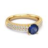 Blue Sapphire Solitaire Ring - 925 Sterling Silver Gold Vermeil