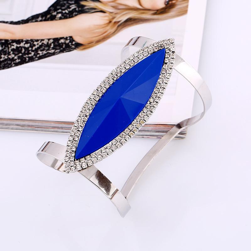 DIEZI Fashion Metal Rhinestone Bangles Women Trendy Resin Crystal Bracelet Smooth Wide Opening Adjustable Bangle 2019 New