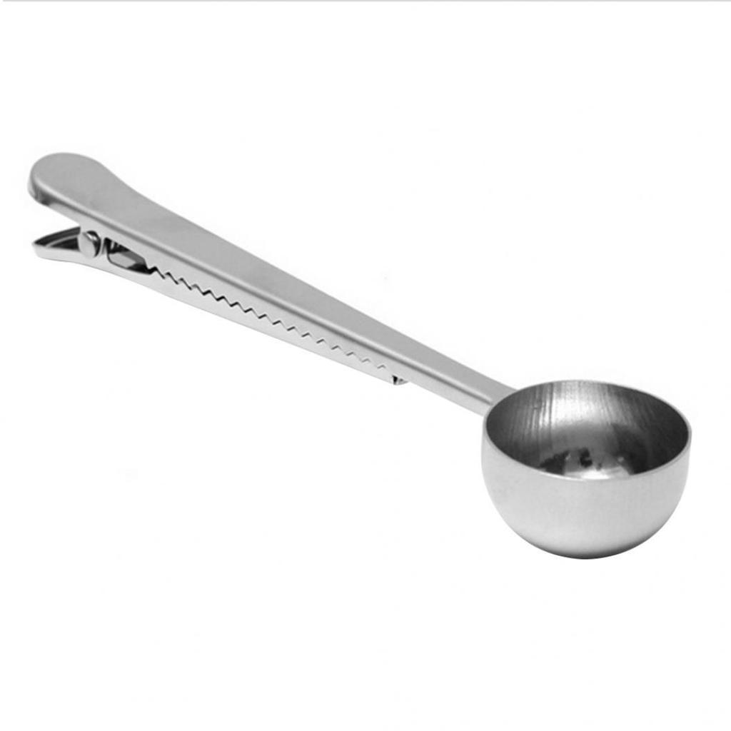 Прочная кухонная мерная ложка для кофе из нержавеющей стали, герметичная ложка с зажимом для сумки