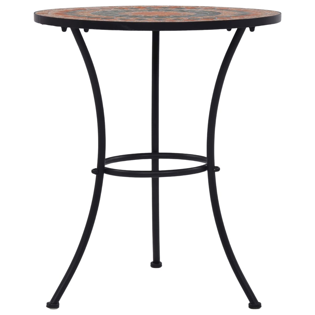 Mosaic Bistro Table Orange Grey 60 cm Ceramic