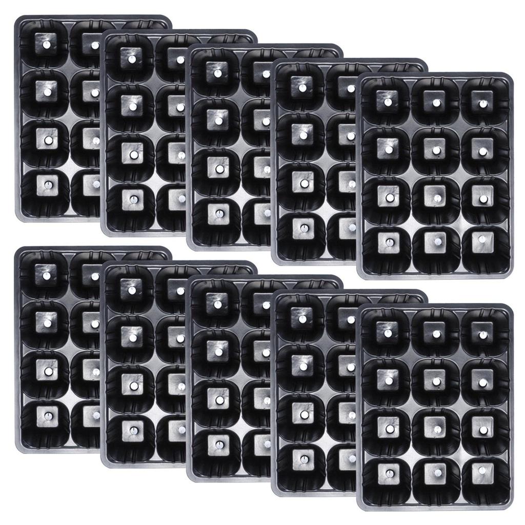 12 Hole Black Plastic Seedling Tray for Plants Nursery Garden Seed Starter Pots Planting Trays for Vegetables Flowers