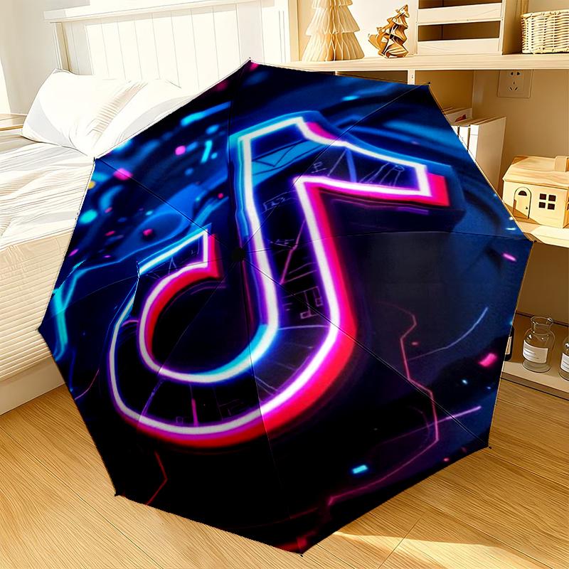 Неоновая арт-зонт с логотипом Tik-tok, 8 спиц, для путешествий, кемпинга, повседневный, легкий, портативный, незаменимый для каждой семьи, подарок на праздники