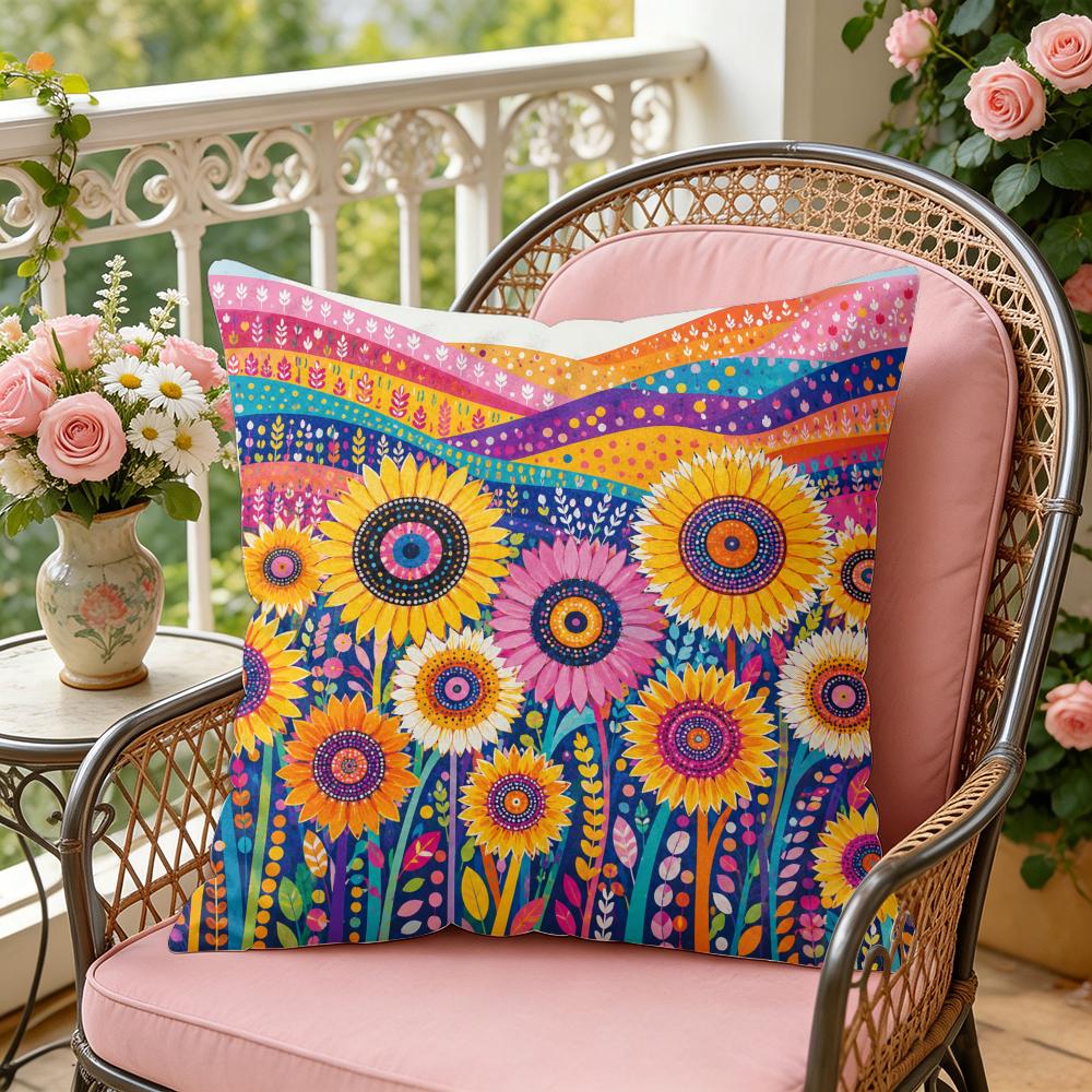 Colorful Floral Pattern Cushion Cover Soft Plush Throw Pillow Cover DoubleSided Decorative Cushion Case Sofa Bedroom Home Decor