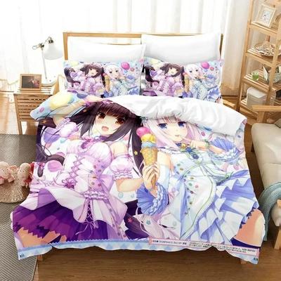 Аниме Кавайные Девочки Nekopara Комплект Постельного Белья 3D Печать Подходит для Спальни Комплект Пододеяльника С Наволочками Детский Домашний Текстиль