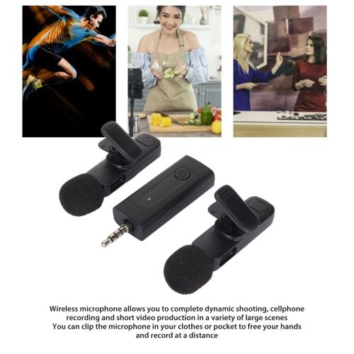 ASHATA 2.4G Wireless Lavalier Lapel Microphone, Rechargeable, Noise Reduction, Cordless Omnidirectional Condenser Recording Microphone with 3.5mm Inte