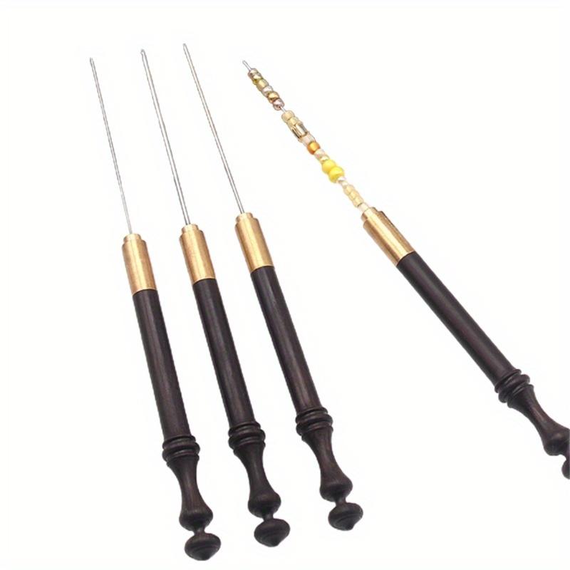 Embroidery Crochet Hooks Needle Wooden Handle Beading Hooks for Sewing Embroidery Beading 0.6mm0.8mm1.0mm1.2mm