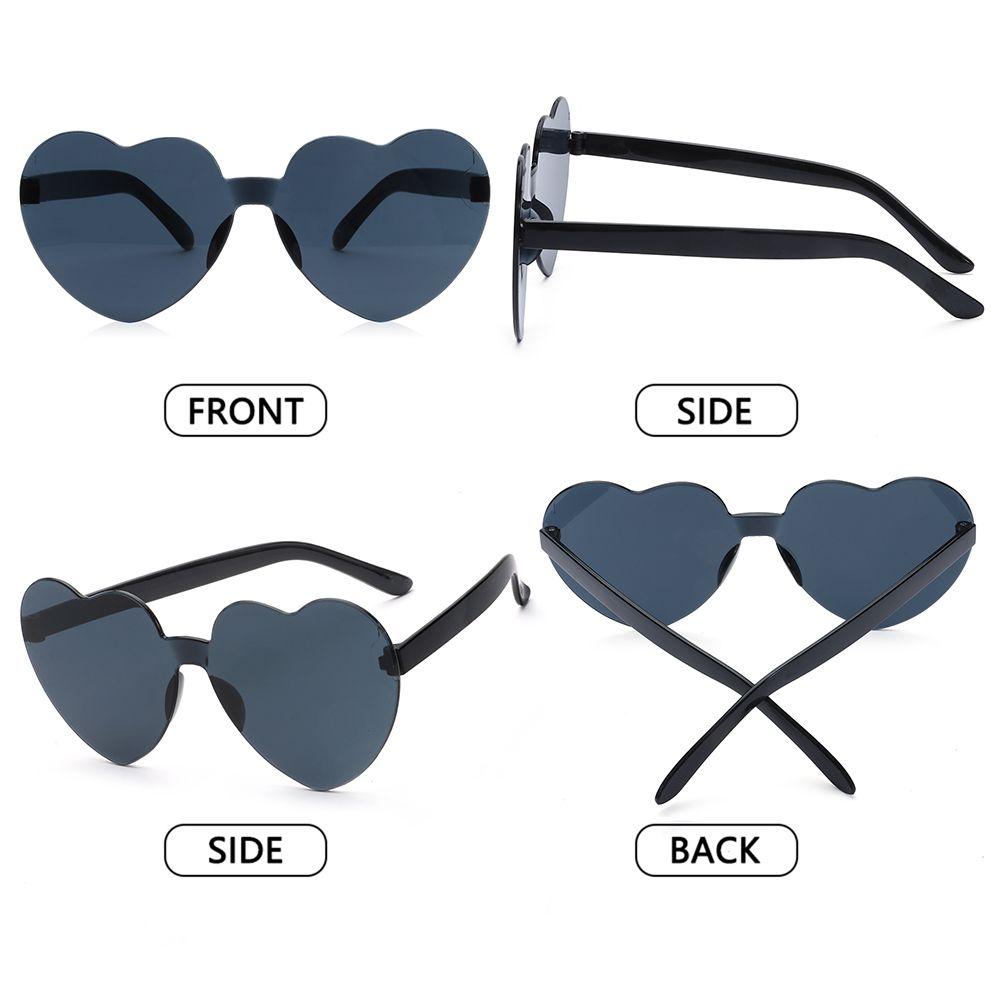 Accessories Trendy Candy Color Eyewear Heart Sunglasses Rimless Sunglasses for Women Heart Glasses