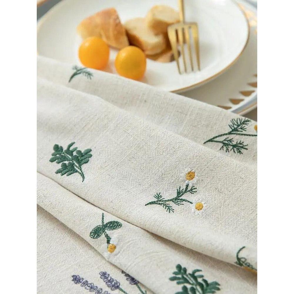 Luxury Thick Embroidery Cotton Linen Flower Tablecloth for Home Dining Coffee Wedding Party Kitchen Table Decor