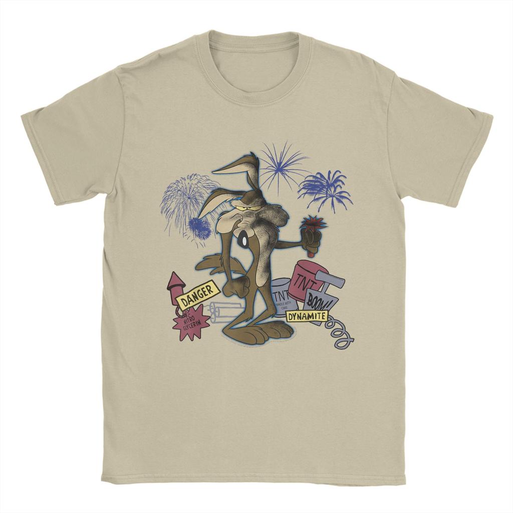 Men T-Shirt Wile E. Coyotes TNT Portrait Novelty Pure Cotton Tee Shirt Short Sleeve  T Shirt Crew Neck Clothing Plus Size