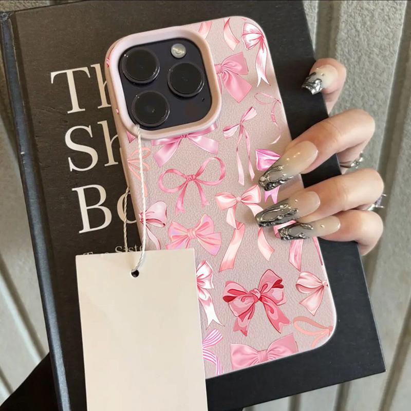 Чехол для телефона с рисунком розового банта для iPhone 17 11 12 13 14 15 16 17 Pro Max 14 15 Plus 17 Air 16E Ударопрочный мягкий чехол