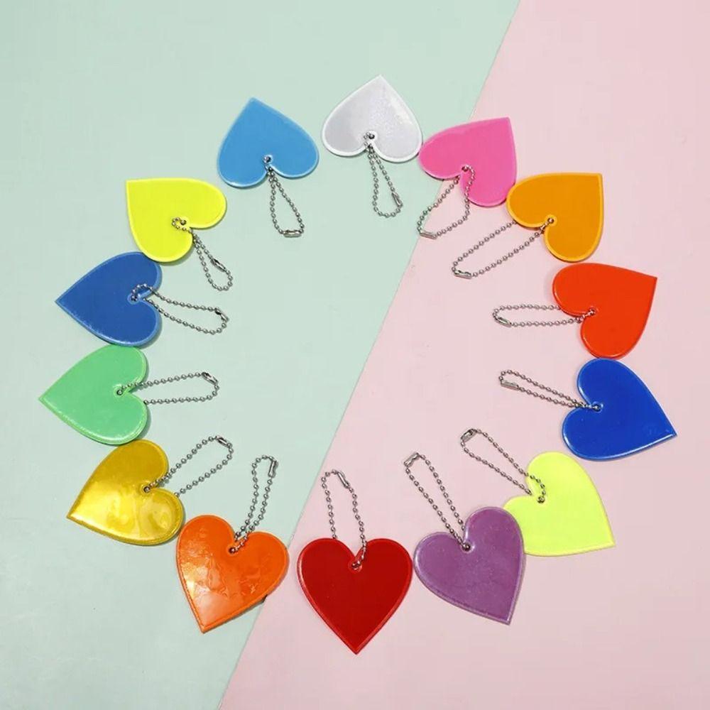 PVC Material Reflective Pendant Multi-functional Heart Shap Keychain  Backpacks Strollers