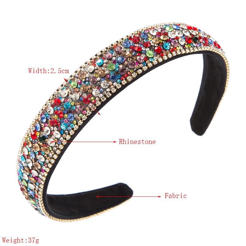 Women's Colored Full Drilling Anti Slip Head Hoop Simple Face Wash HairBand Accessories