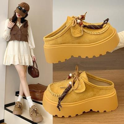 Ретро ленивые ботинки-бини женские тапочки новые осенние платформа на одном педале повседневные