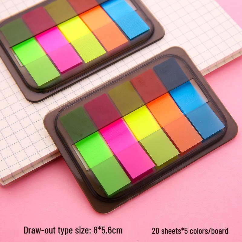 Transparent Fluorescent Sticky Note Labels - Highlight and Index Stickers for Student Classification