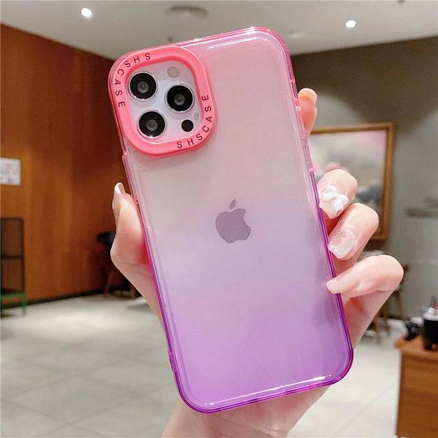 Противоударный прозрачный чехол для телефона с градиентом для Iphone 14 13 Pro Max 12 11 Pro Max Xr Xs X 14plus 13, прозрачный мягкий бампер, задняя крышка