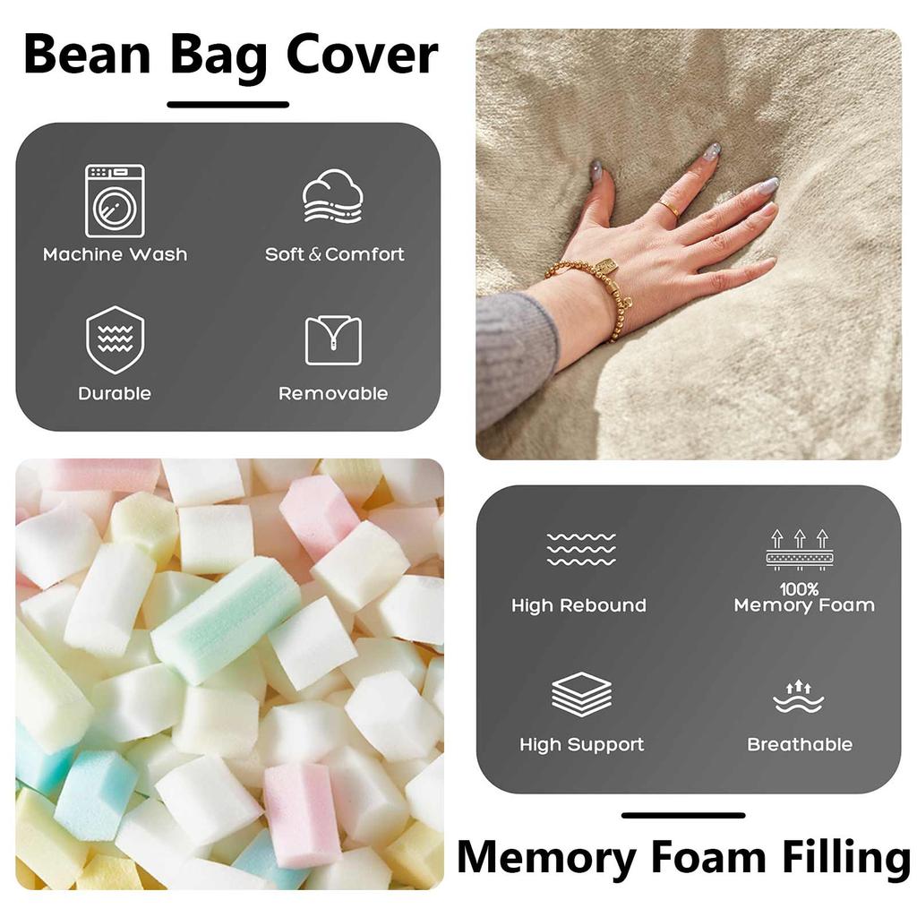 3FT Bean Bag, Bean Bag Chair, Sofa for Adults, Soft and Comfortable Reading Chair, Suitable for Bedrooms, Balconies and Other Places