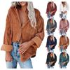 Womens Casual V Neck Long Sleeve Button Corduroy95%polye Casual Blouse Coat Tops