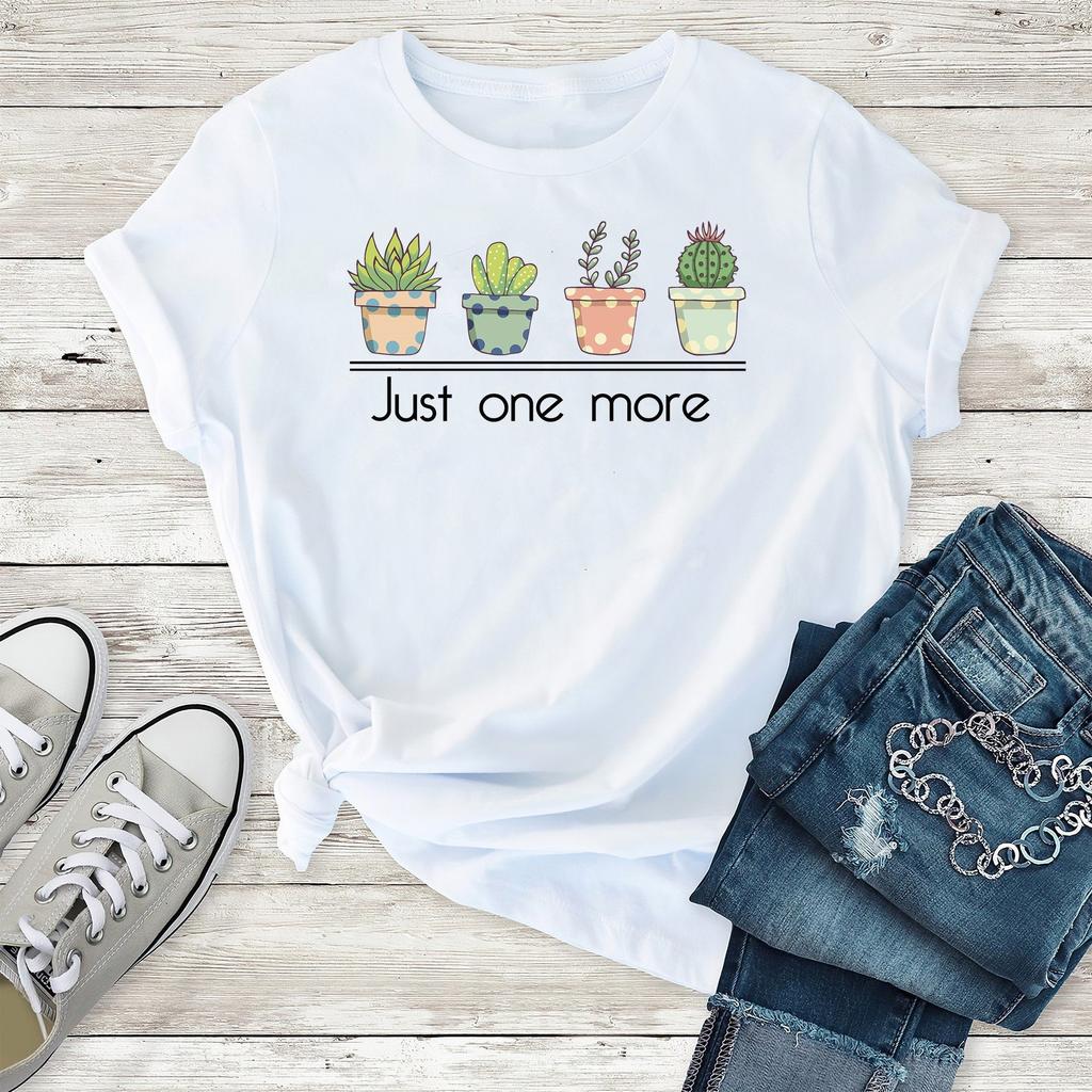 Базовый топ с круглым вырезом и короткими рукавами Just One с растительным принтом в стиле Харадзюку, женская футболка, повседневная женская футболка для девочек, Прямая поставка