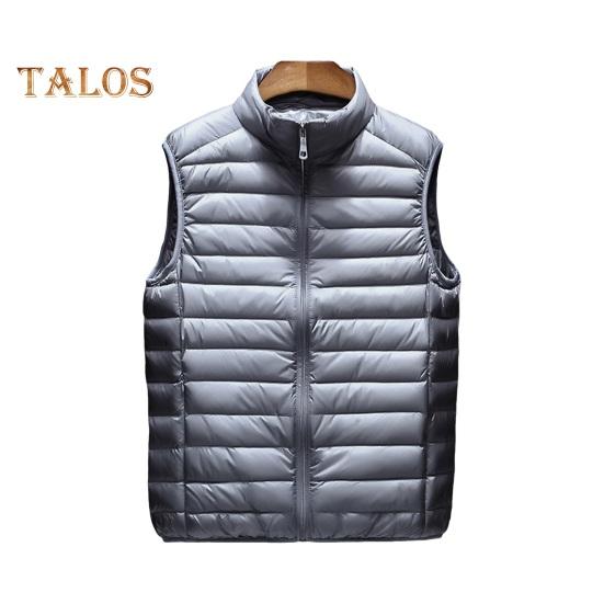 Мужской хлопковый жилет с воротником-стойкой, без рукавов, застежкой-молнией, легкий стеганый жилет, однотонный хлопковый жилет, куртка с карманами