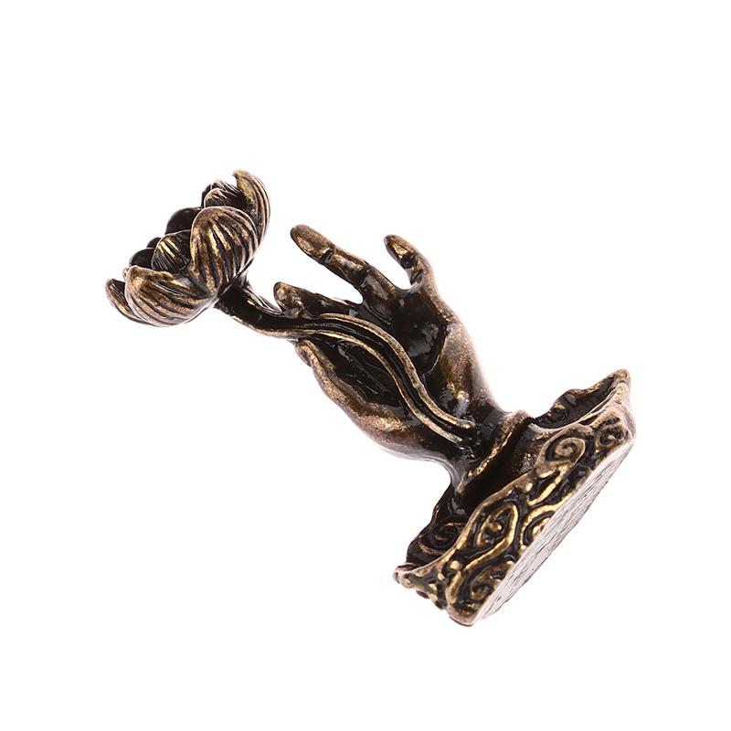 1Pc Vintage Buddha Hand Lotus Incense Burner Metal Backflow Incense Holder For Home Room Creative Tea Table Decor