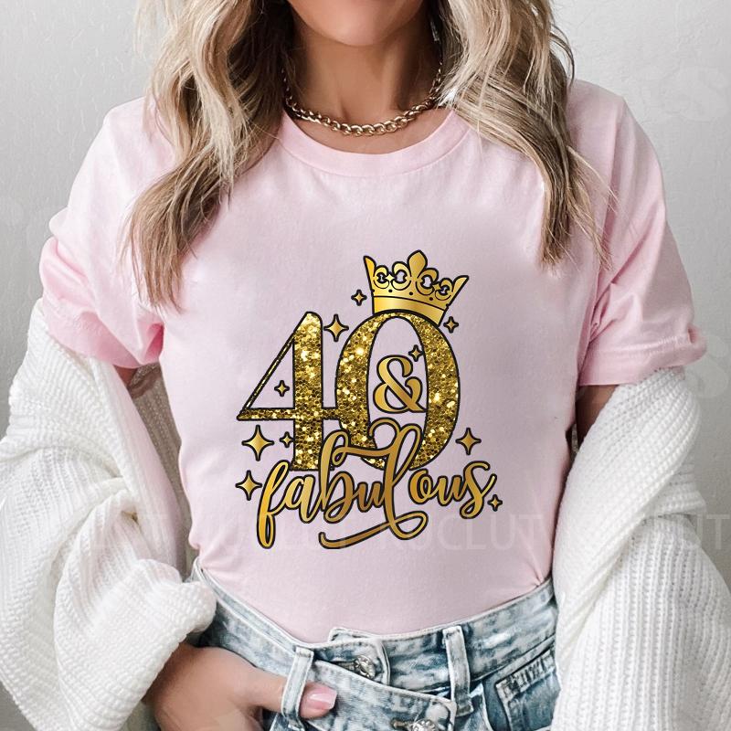 Женская футболка 40th Fabulous Tees Женская футболка для вечеринки в честь 40-летия королевы Модные графические топы Повседневная эстетичная женская одежда