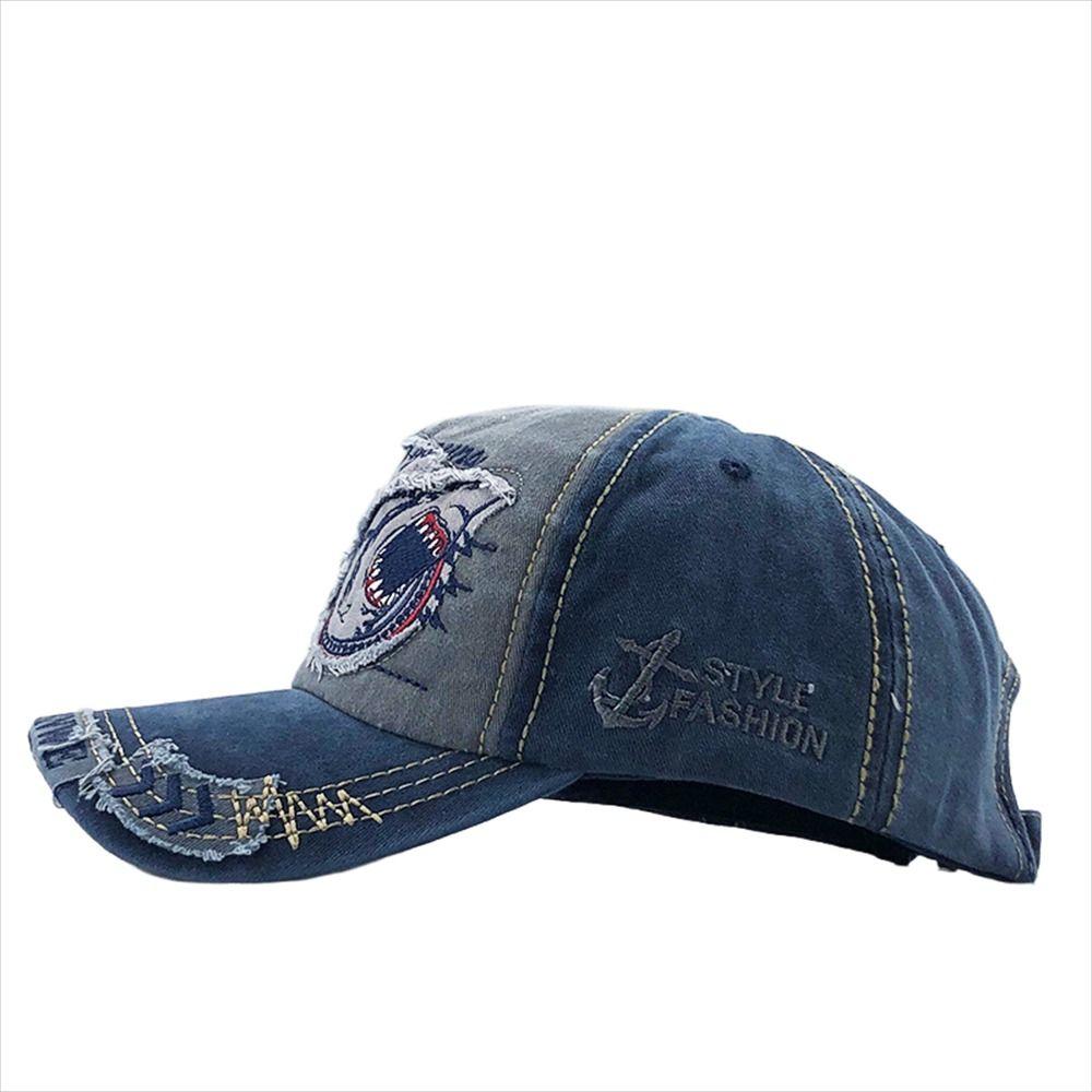 Embroidered Snapback Hat Adjustable Truck Cap Unisex Shark Baseball Cap Streetwear
