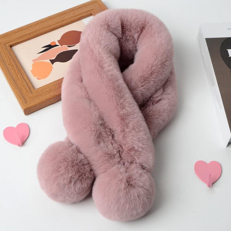 Новый искусственный мех кролика выдры двойной зимний шарф женский искусственный мех кролика утолщенный теплый модный плюшевый шарф