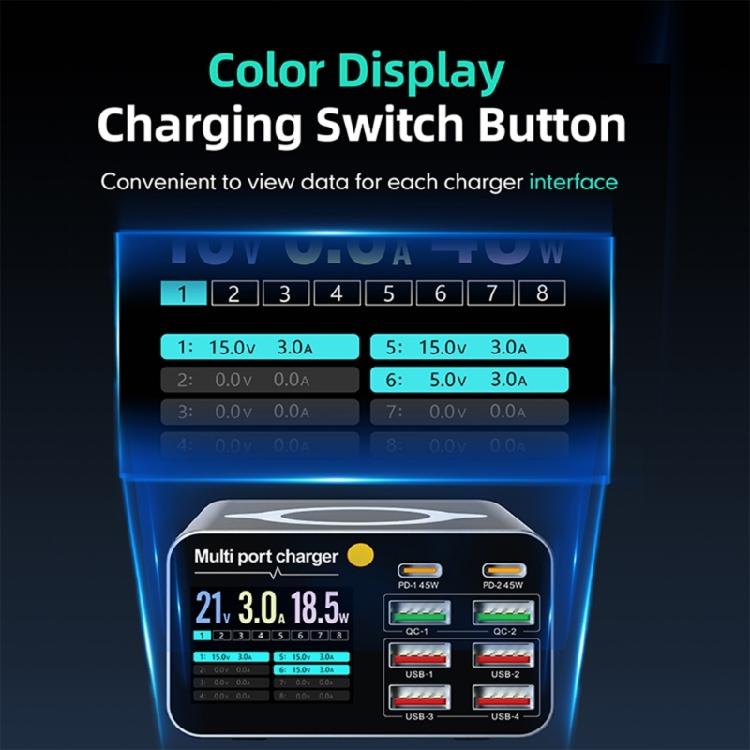 80 Вт Многофункциональная Быстрая Беспроводная Зарядная Станция USB Type C Светодиодный Дисплей Зарядный Адаптер для Дома Офиса Путешествий