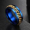 Rotate Rotating Anxiety Fidget Rings Titanium Stainless Steel Chain Spinner Finger Ring For Men Blue Gold Color Black Punk Rock