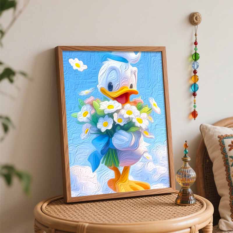 Disney Donald Duck Flowers Paint By Number Kit Number Drawing Canvas DIY Picture Home Decor Artistic Craft Wall Art Unique Room Gift Idea