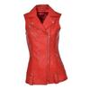 Red Jacket Western Classic Vest Coat Lambskin Leather Waistcoat Women Button