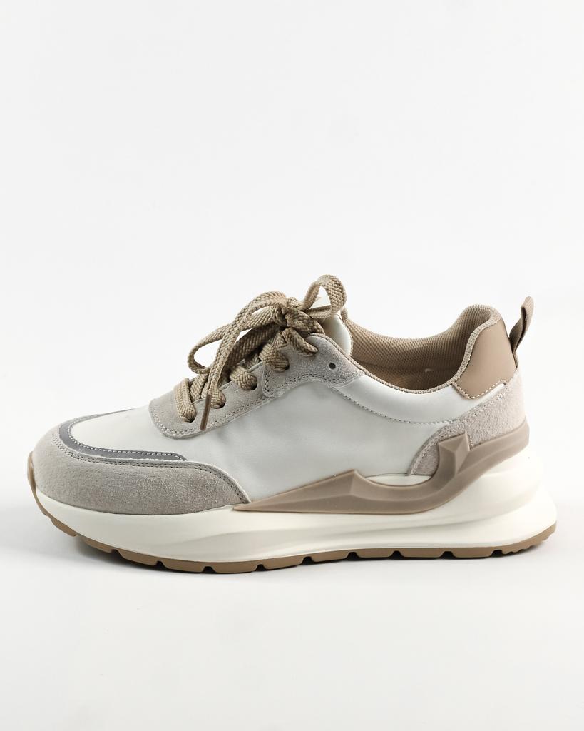 Кроссовки женские Lonza 8756 36 Молочно-бежевые замша-текстиль