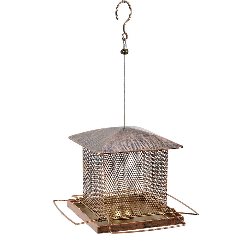Large Capacity Garden Bird Feeder Heavy Duty Squirrel Proof Bird Feeding Equipment Hanging Iron Bird Food Bowl Patio