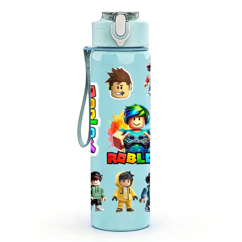 1PC Rainbow Kids Character 750ml Color Plastic Sports Water Bottle Leakproof Flip Straw Lid Suitable for Sports Office Home Use