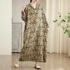 New Color V-neck Retro Long Skirt Cotton Linen Dress