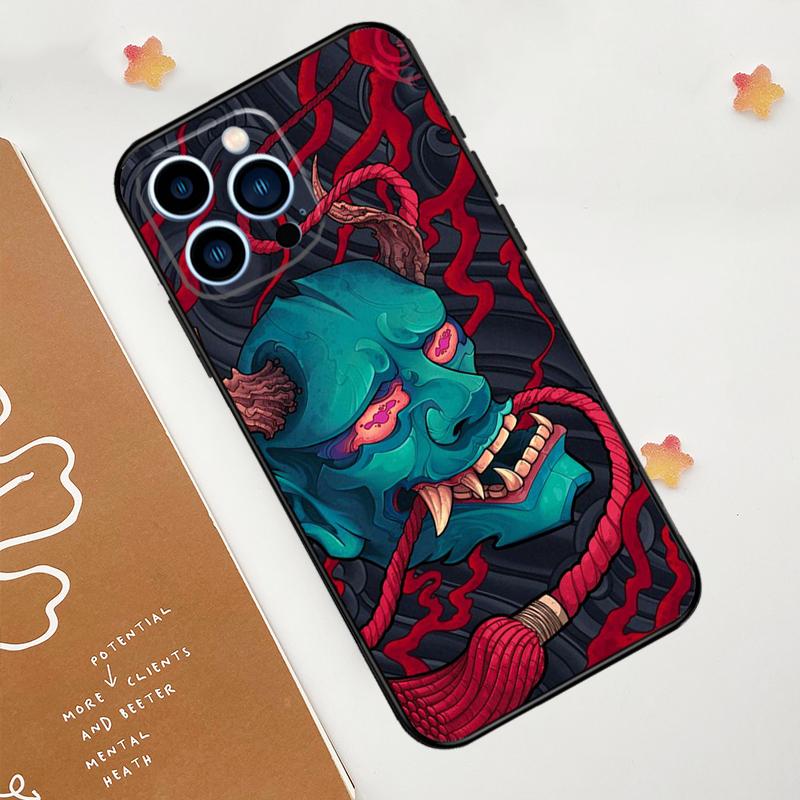 Японский чехол Oni Hannya Demon Mask для iPhone 11 12 13 14 15 16 Pro Max 15 16 Plus 13 12 Mini X XS XR