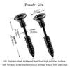 2Pcs 316L Stainless Steel Nail Screw Stud Earring for Women & Men Fashion Punk Cartilage Ear Piercings Jewelry
