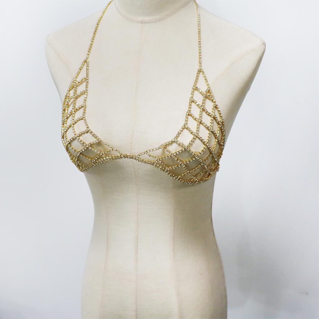 European And American Jewelry, Fashionable Hollow Rhinestone Chest Chain, Sexy Nightclub Party Wear Chest Jewelry Accessories