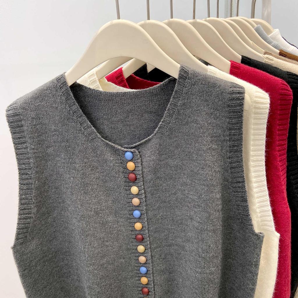 Корейский стиль Радужный ангорский вязаный кардиган жилет для женщин - весна 2025