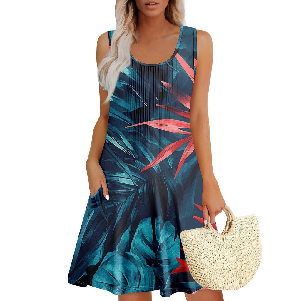 Женский повседневный сарафан с карманами, летнее пляжное платье в стиле бохо, праздничное платье для женщин, платья-майки