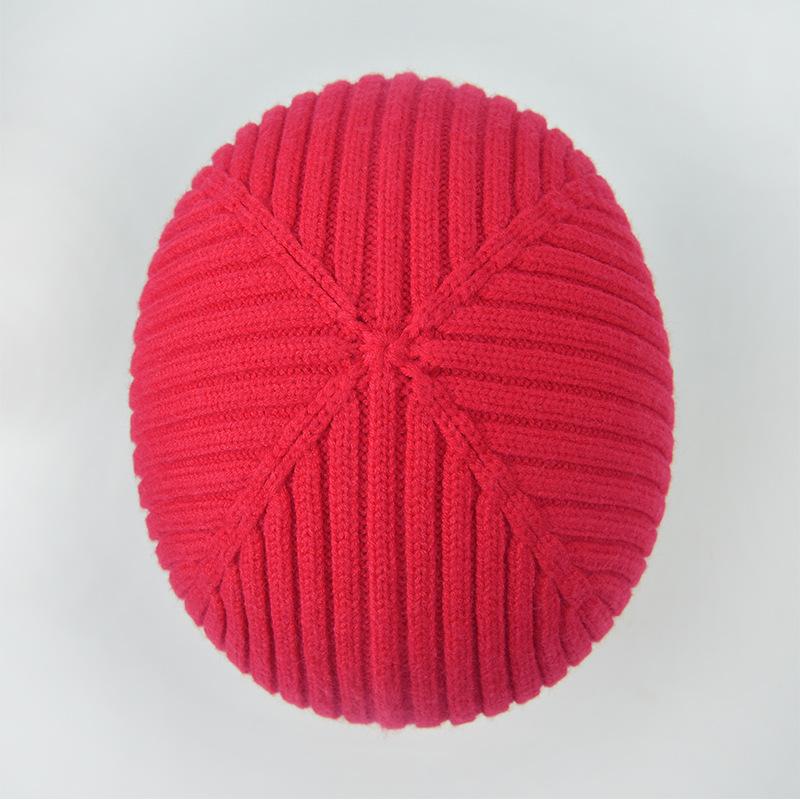New Knitted Hat for Autumn/Winter Season Thickened Warm Cycling Ear-Warming Beanie Solid-Colour Knitted Hat